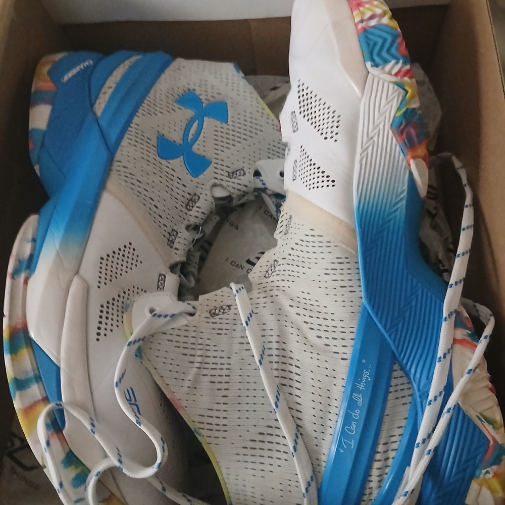 Under Armour Kids' Blue and White Athletic Shoes - Picture 2 of 7